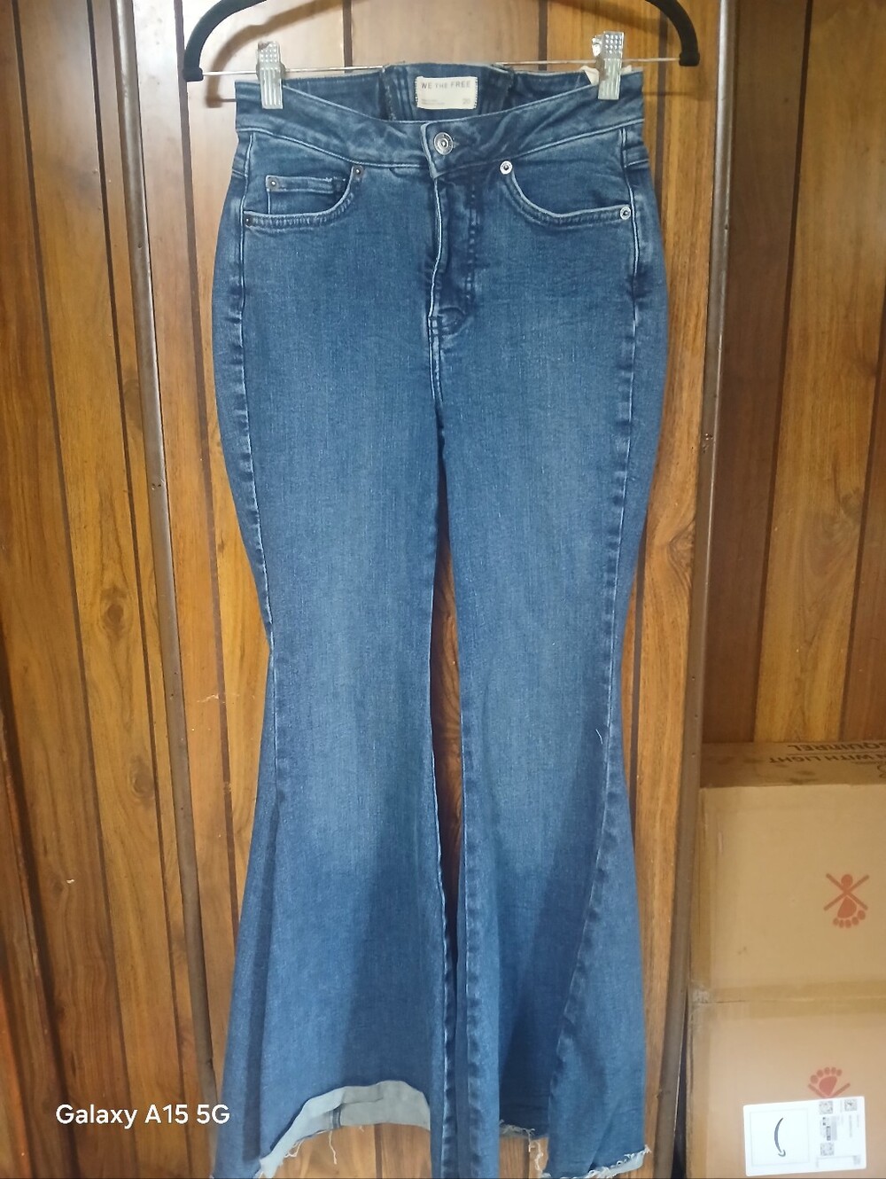 We The Free Medium Blue Flare Jeans with Raw Hem